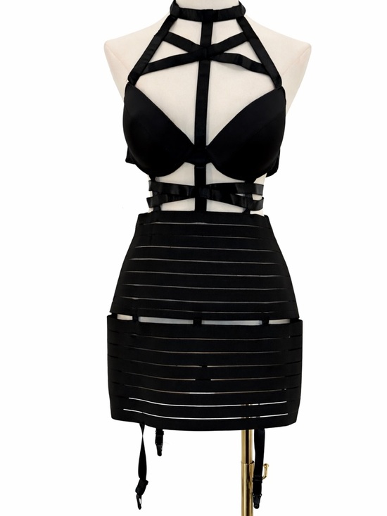 Dreamgirl Other - DreamGirl Sexy Black Strappy Harness Bandage Mini Dress with Garter Straps